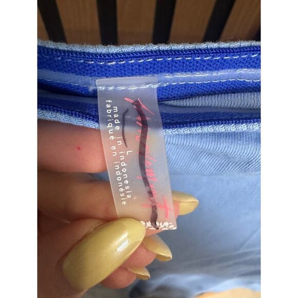 Free People NWOT Hot Shot Strapless Bodysuit Jumpsuit Raindrop Blue Size Large - Picture 10 of 12